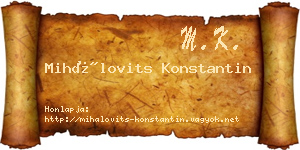 Mihálovits Konstantin névjegykártya