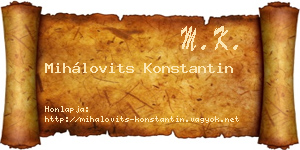 Mihálovits Konstantin névjegykártya